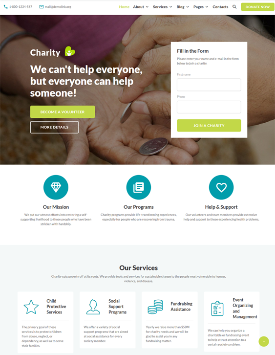 Nonprofit And Charity Bootstrap Website Templates | Site Bloom