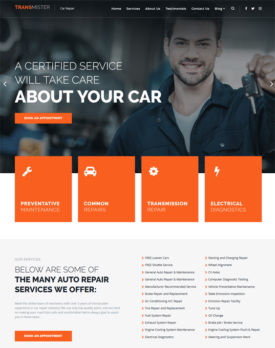 WordPress Themes For Auto Mechanics, Car Repair Companies, And Body Shops
