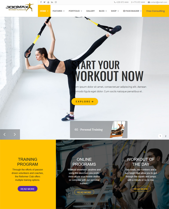 joomla templates for gym fitness centers