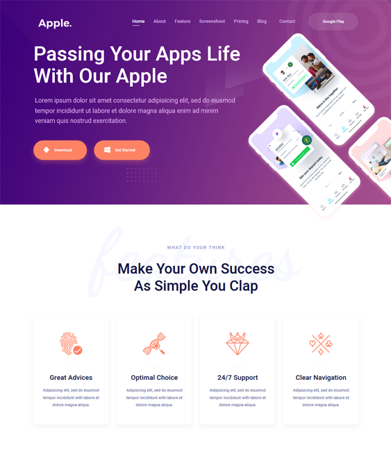 wordpress themes for promoting iphone android apps