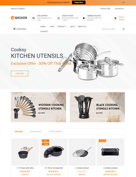 shopify themes for kitchenware