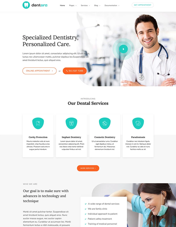 wordpress themes for dentists dental clinics orthodontists oral surgeons