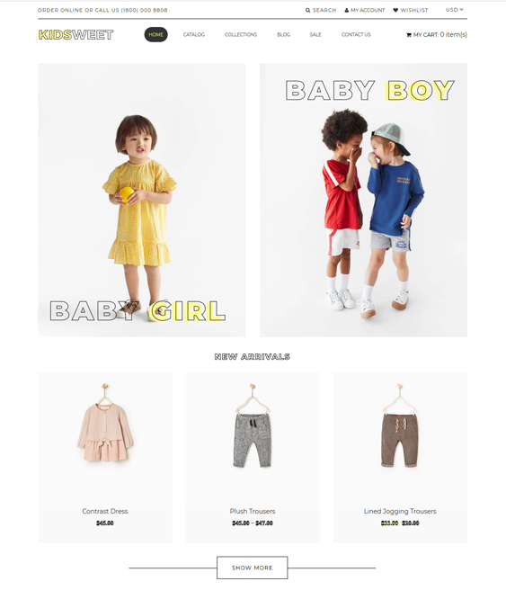 shopify themes for kids babies children