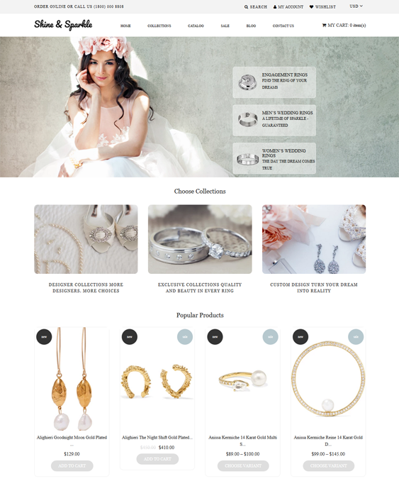 shopify themes for online jewelry watch stores