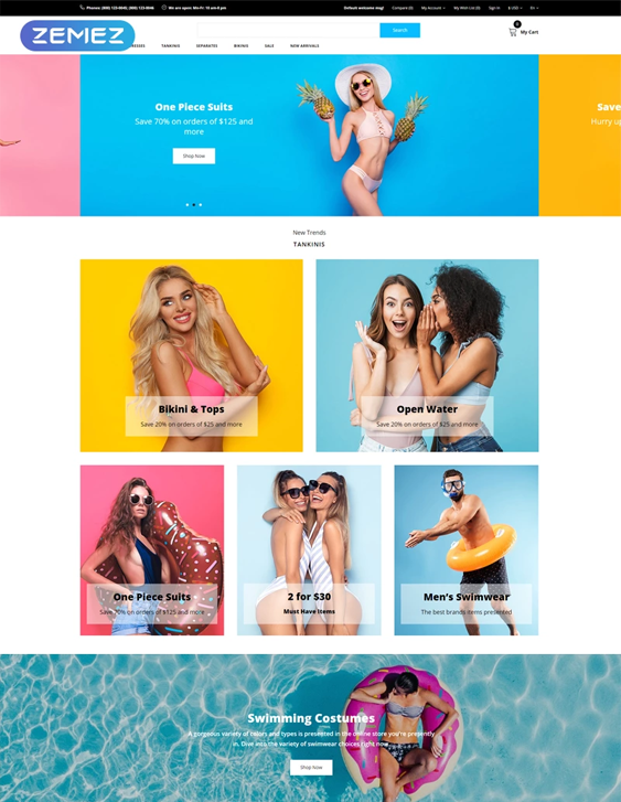 opencart themes for selling lingerie swimwear bikinis underwear