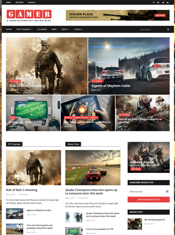 wordpress themes for gaming websites