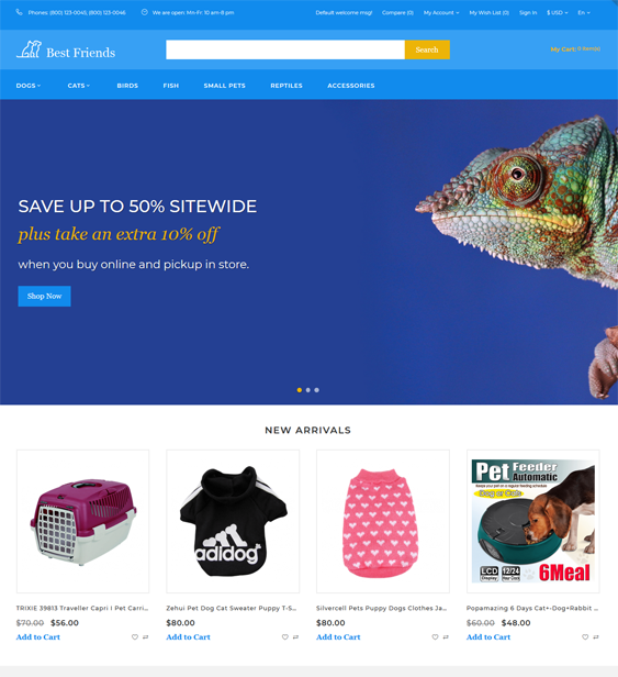 opencart themes for online pet stores