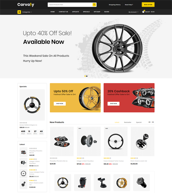 opencart themes for car vehicle automotive stores