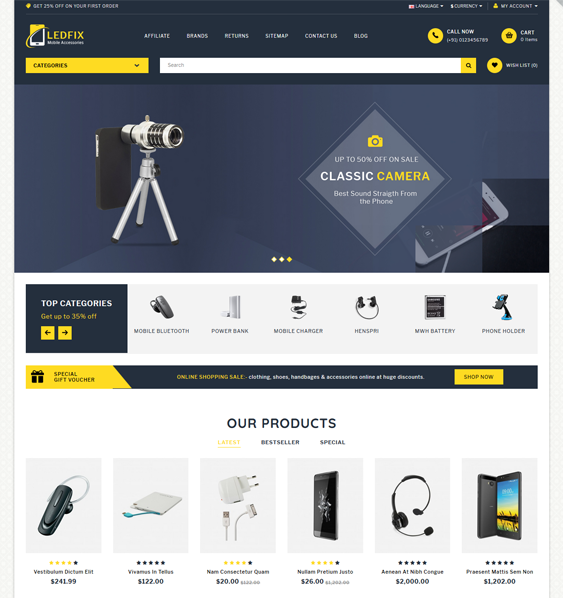 opencart themes for electronics stores