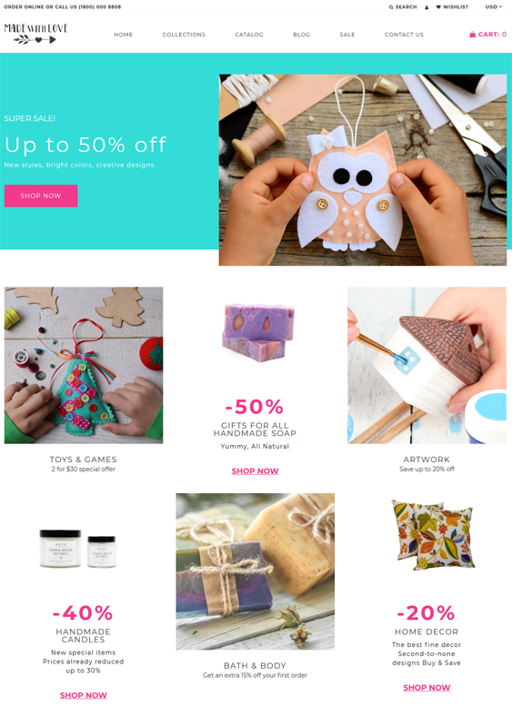 shopify themes for handmade goods artisan products