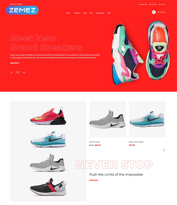 opencart themes for shoes footwear