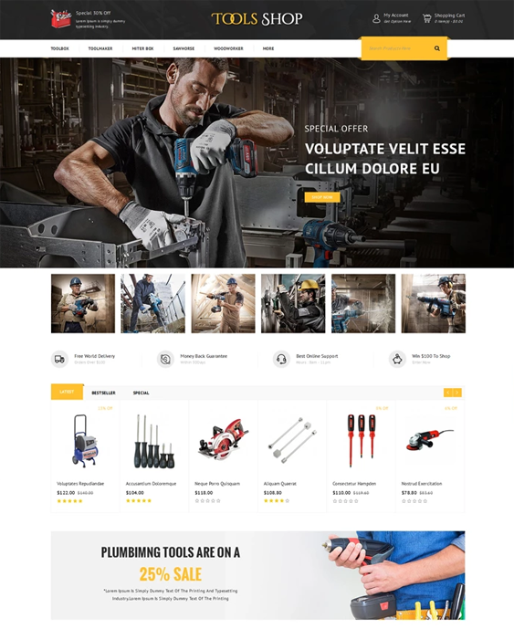 opencart themes for hardware tool home improvement diy stores