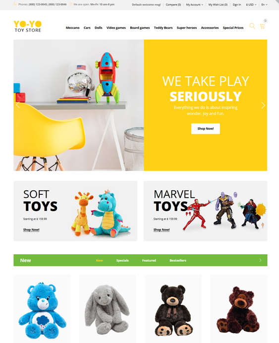 opencart themes for online toy stores