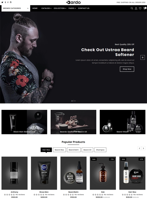 shopify themes for barber shops and mens salons
