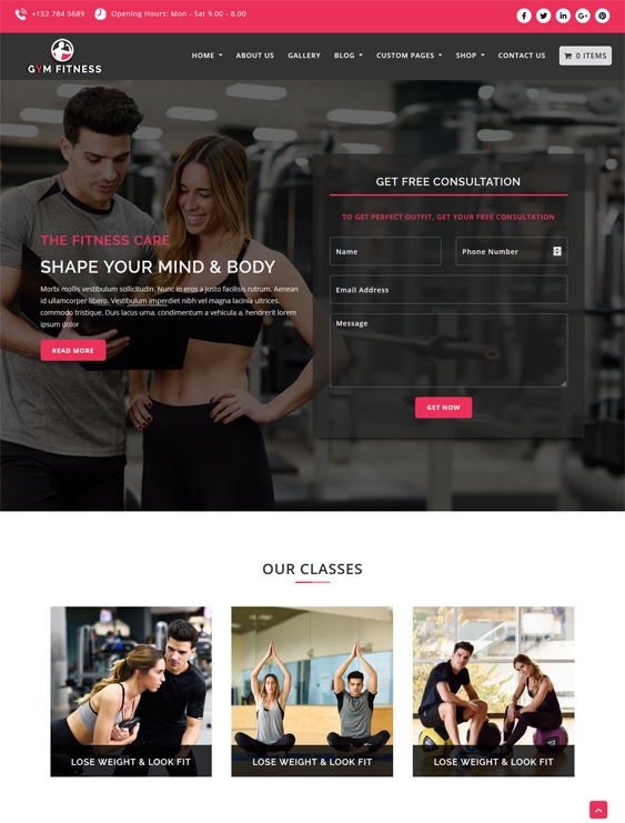 wordpress themes for gyms fitness centers