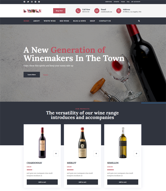 winery and wine shop wordpress themes