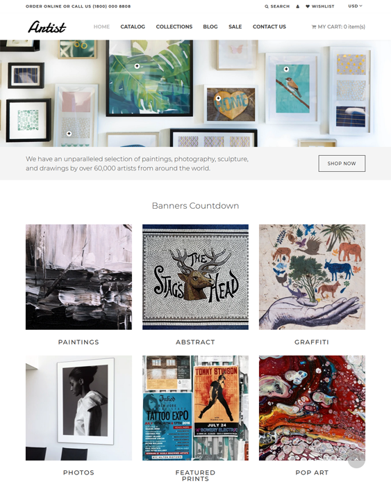 Shopify Themes For Artists And Art Galleries