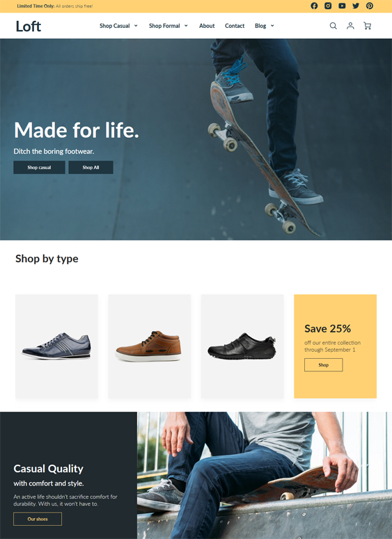 Shopify Themes For Selling Skateboards, Skate Shoes, And Skateboarding Equipment And Accessories