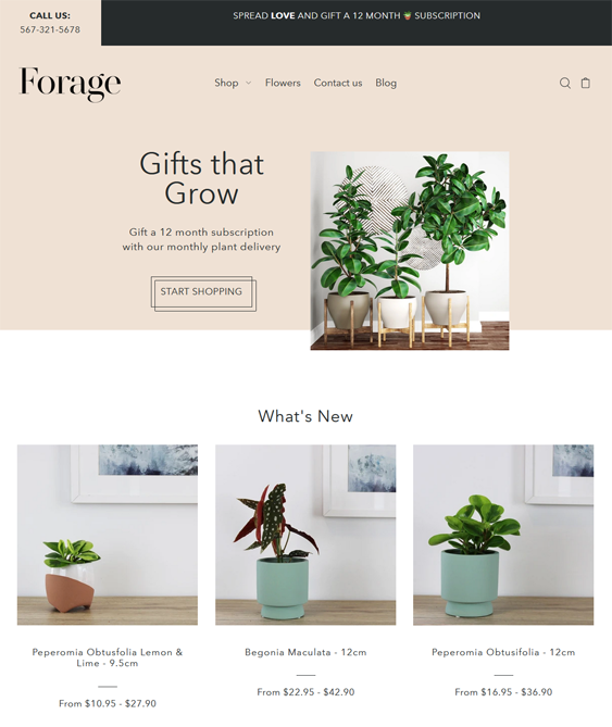 foodie grow plant store shopify theme