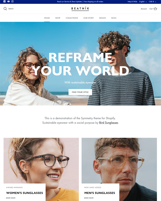 Shopify Themes For Selling Eyeglasses And Sunglasses