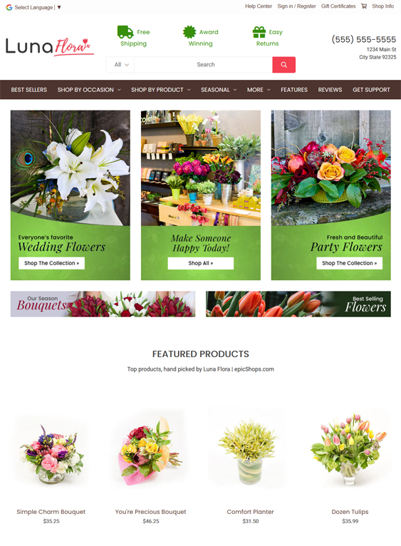 BigCommerce Themes For Online Plant And Flower Stores