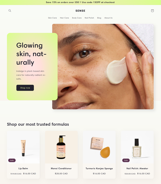 sense skincare shopify theme