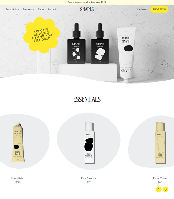 shapes muted skincare shopify theme