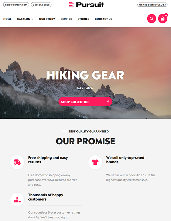 pursuit telluride sporting goods shopify theme