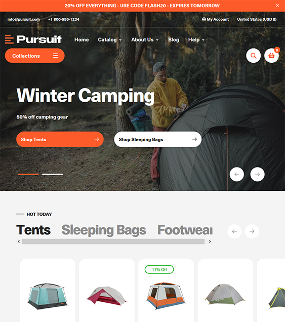 pursuit aspen sporting goods shopify theme