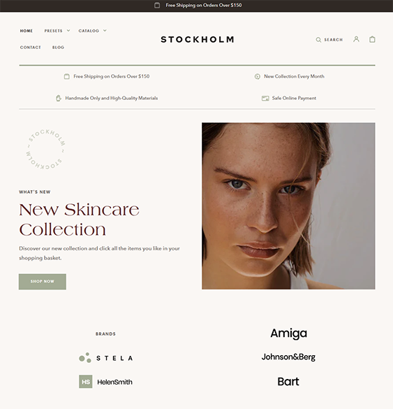 stockholm beauty skincare shopify theme