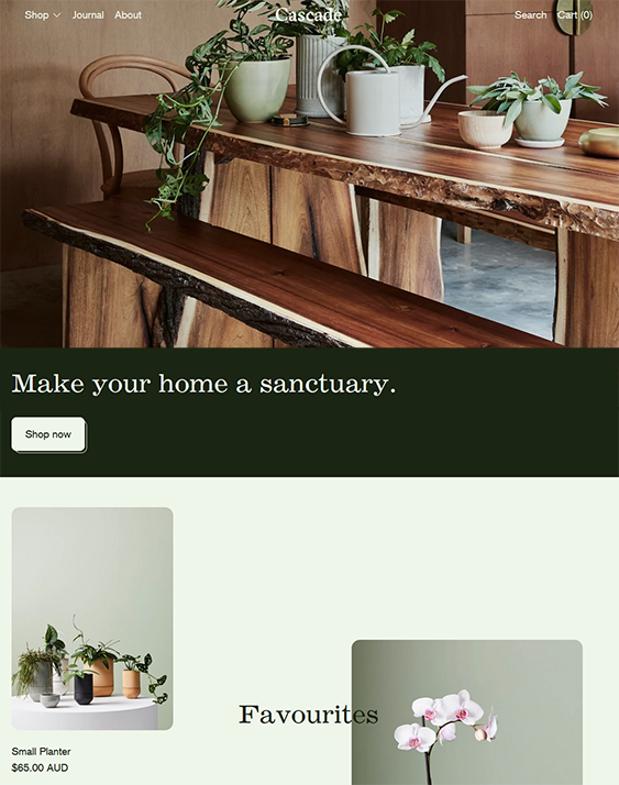 cascade classic plant store shopify theme