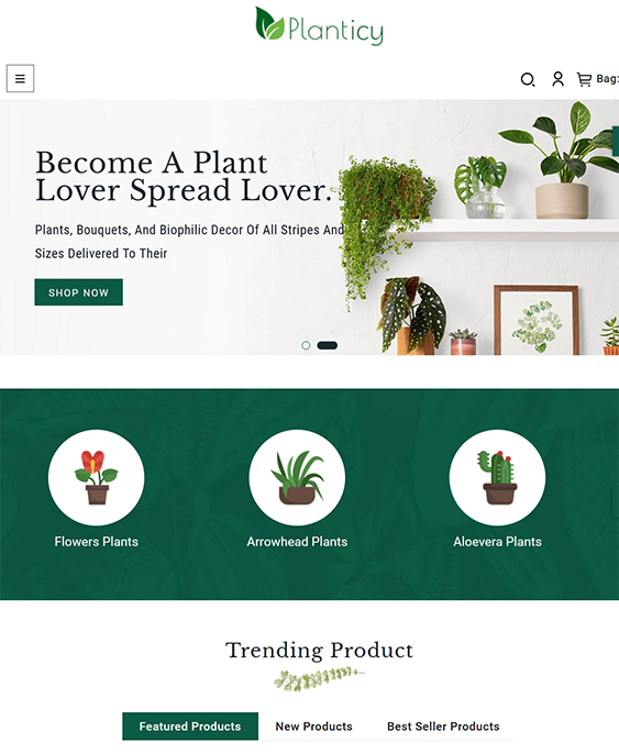 planticy plant store shopify theme