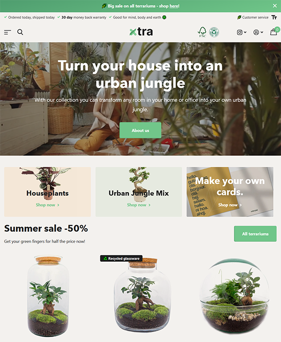 xtra creative plant store shopify theme