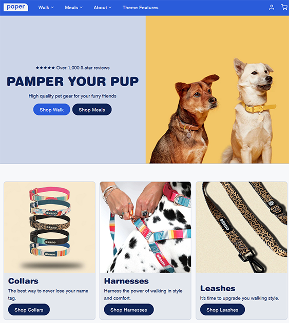 paper pull online pet store shopify theme